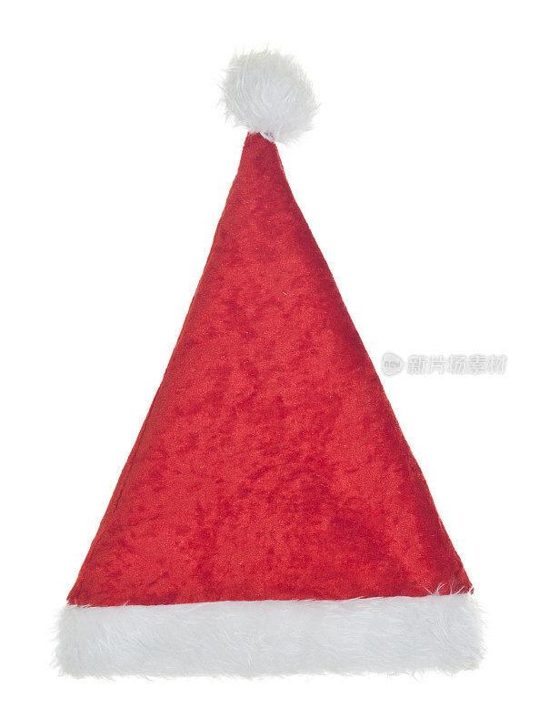 圣诞老人的帽子孤立在白色的背景