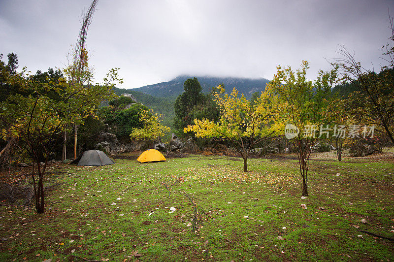 在山上露营