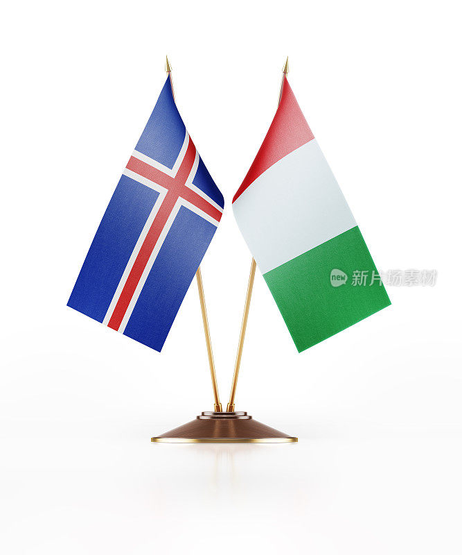冰岛和意大利的微型国旗