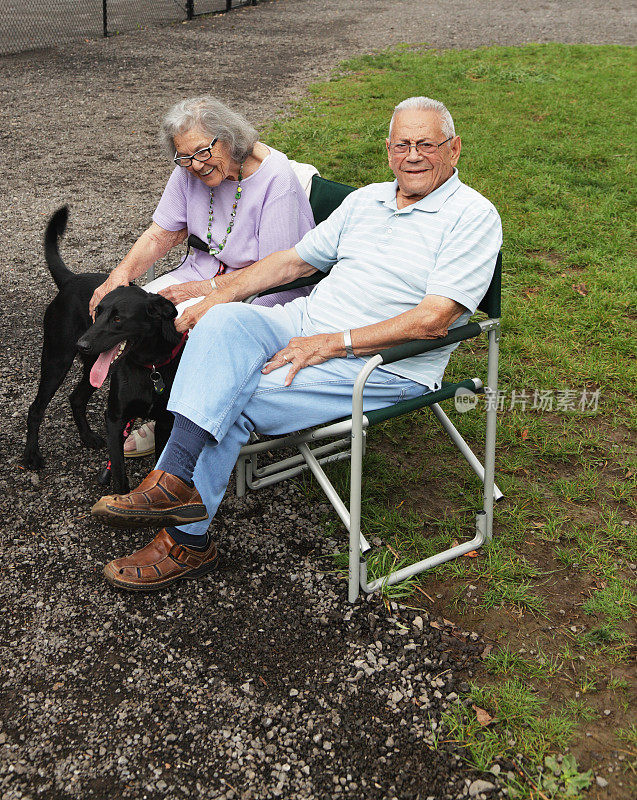 老年夫妇和宠物狗