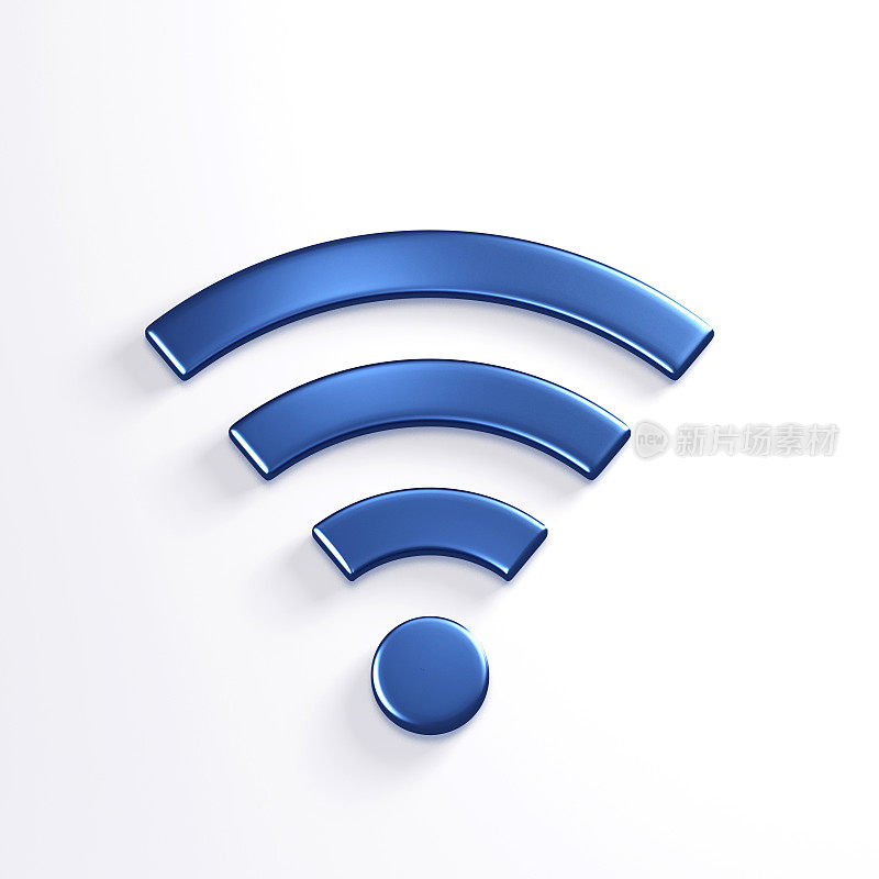 WiFi无线符号。3D蓝色渲染插图
