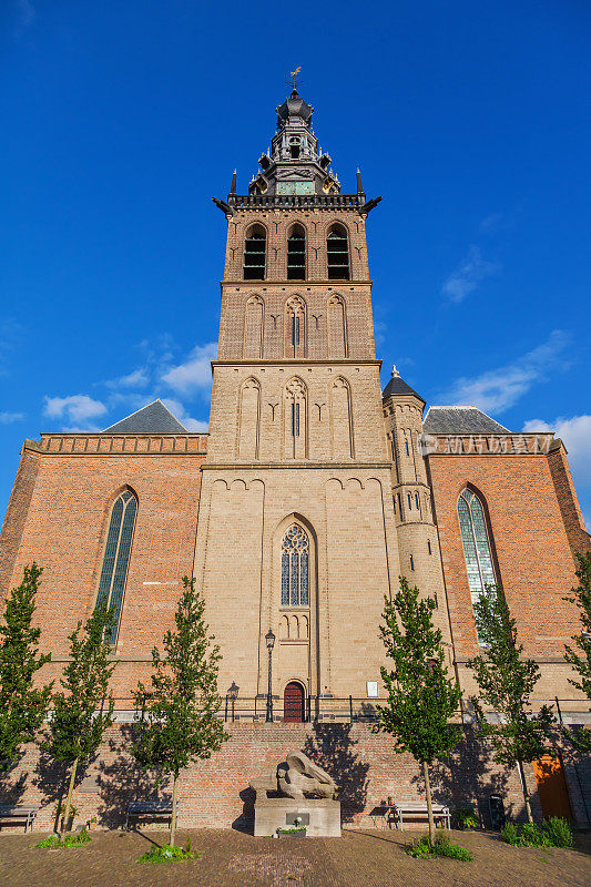 古老的荷兰斯蒂夫斯克教堂的塔