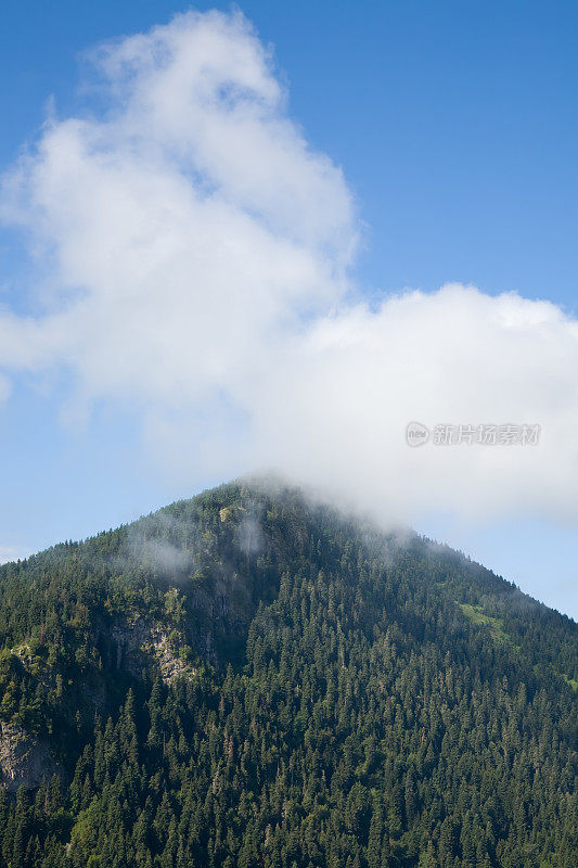 雾笼罩着村庄和群山