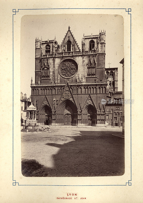 19世纪法国里昂大教堂的古董照片