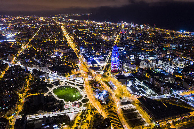 巴塞罗那夜景鸟瞰图