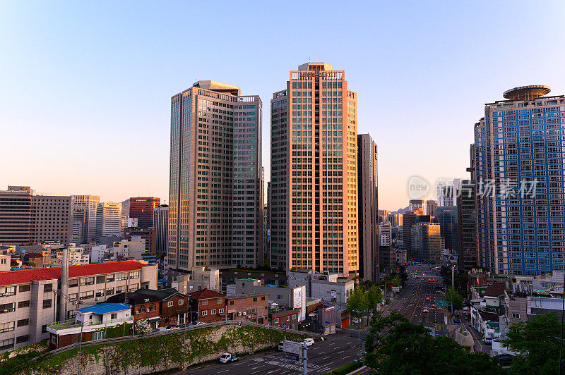 从南山看韩国首尔的城市景观