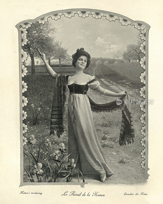 美丽女人的肖像，自然的觉醒，19世纪