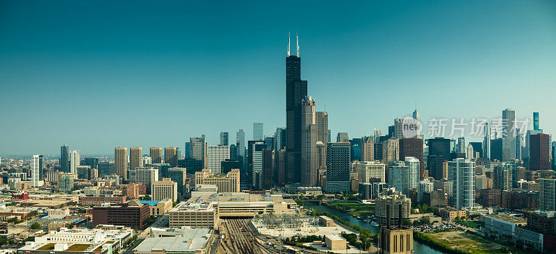 芝加哥早晨-空中全景图