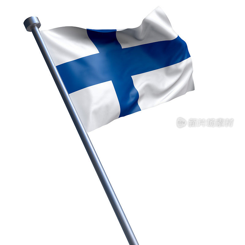 芬兰国旗孤立在白色