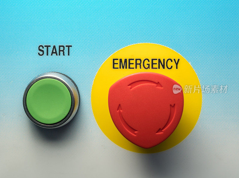 红色紧急按钮和启动按钮