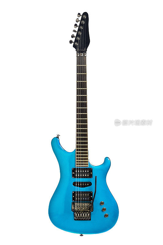 蓝色电吉他准备为摇滚，金属或流行音乐