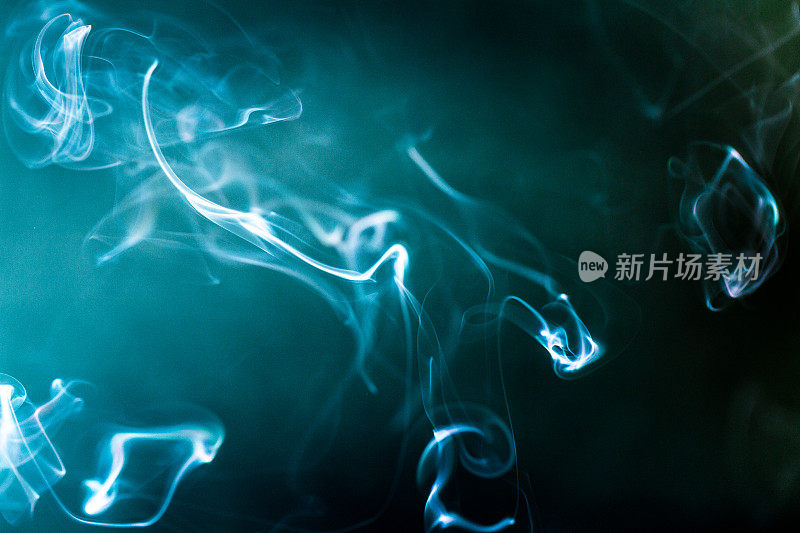 蓝色漩涡烟雾抽象的特写
