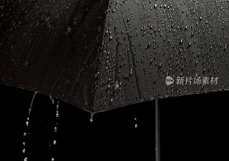在黑色背景下拍摄的黑色雨伞