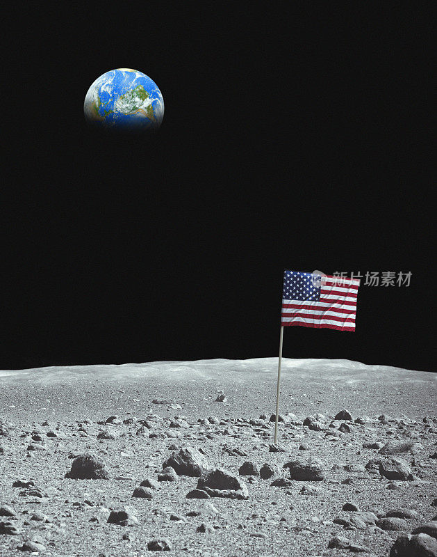 美国国旗在月球上