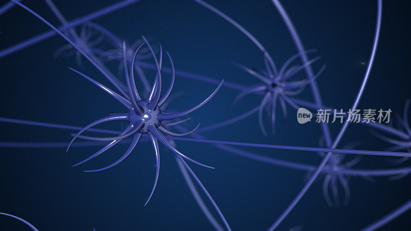 用电脉冲互连的神经元的3D插图。