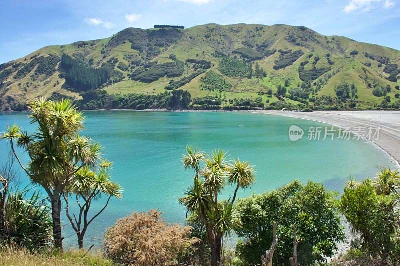 清晨海景，电缆湾，纳尔逊，新西兰