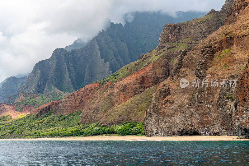 夏威夷考艾岛的纳帕利海岸