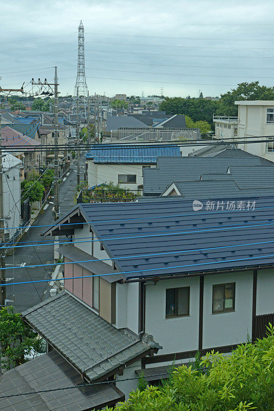 从上空拍摄郊区的一个居民区