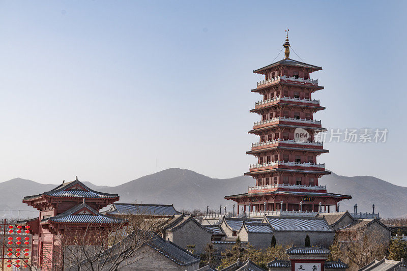 中国河北省石家庄市赞皇县德裕古镇的雪景