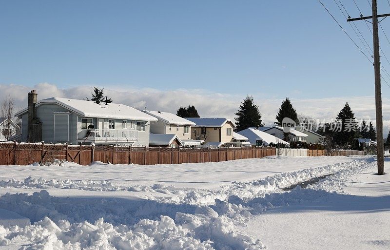 加拿大萨里郡的独立住宅，雪中