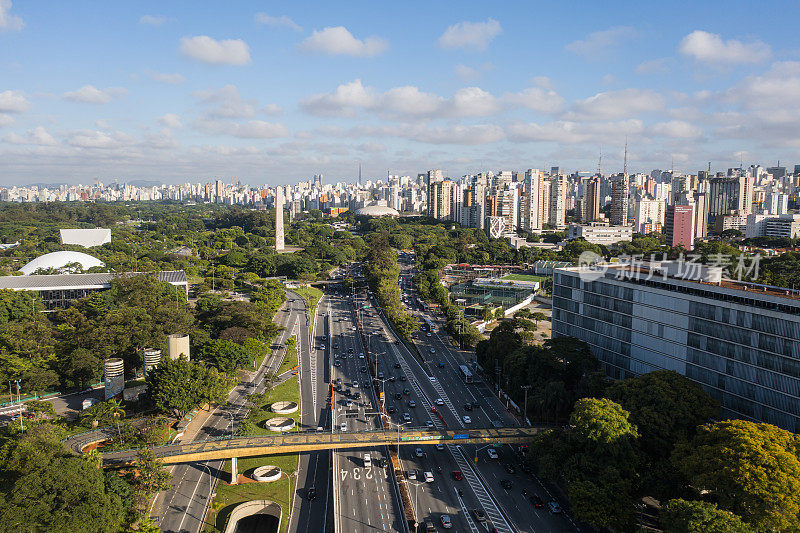 Ibirapuera公园Cityscape，圣保罗