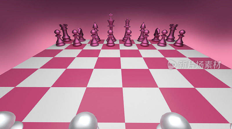 粉红色的棋盘游戏对棋盘色彩的渲染