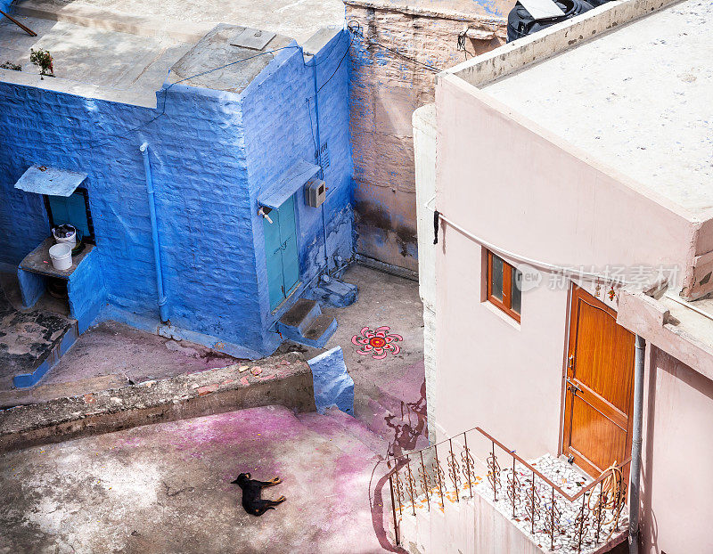 印度的蓝色城市街道