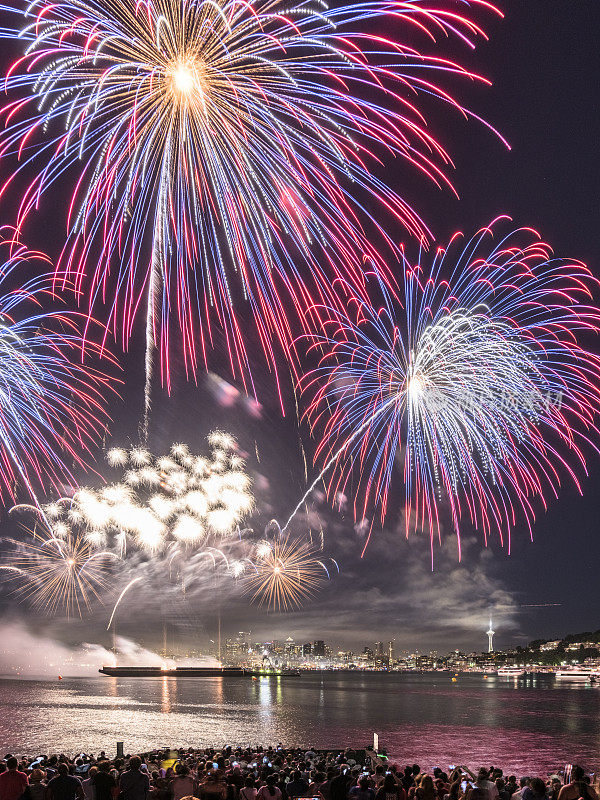 7月4日，西雅图联合湖焰火表演