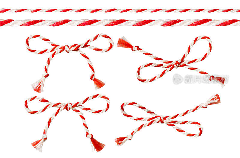 采购产品蝴蝶结红白线，麻绳装饰，捻线绳