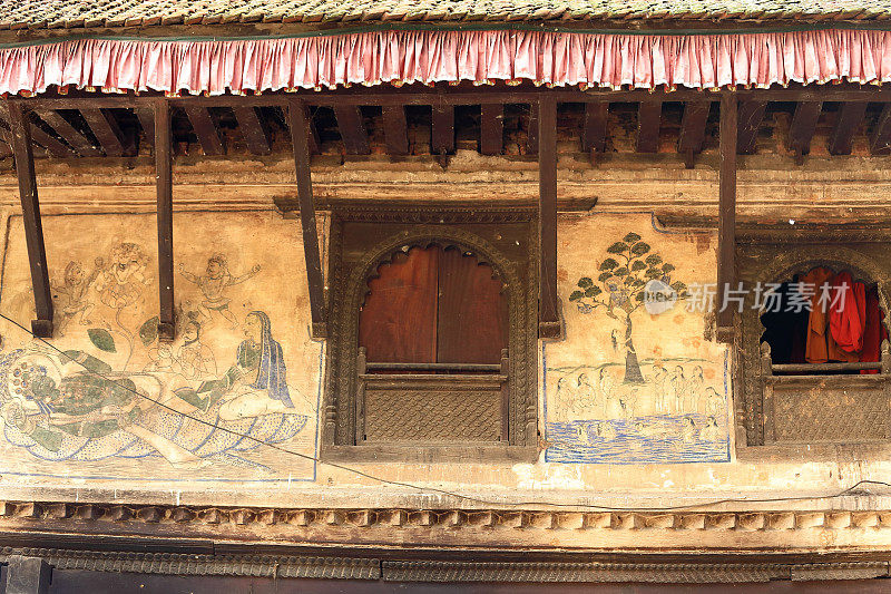 Sattal或朝圣者。年代的房子。Panauti-Nepal。1072