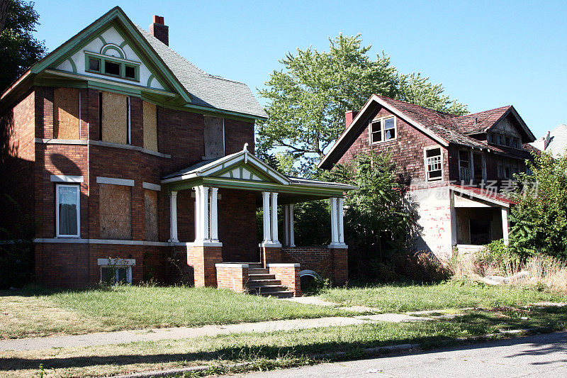 密歇根州底特律的废弃住宅