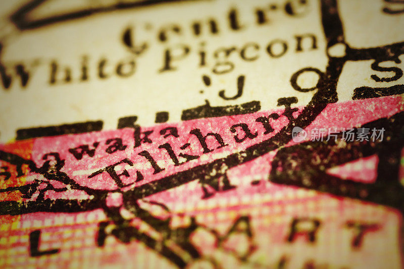 印第安纳州埃尔克哈特的古董地图
