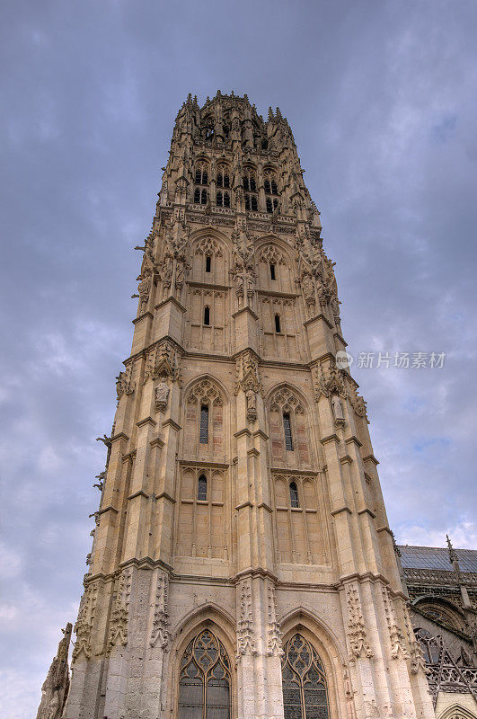 鲁昂大教堂钟楼在HDR