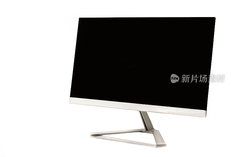 现代平板电脑黑屏显示器隔离在白色背景上