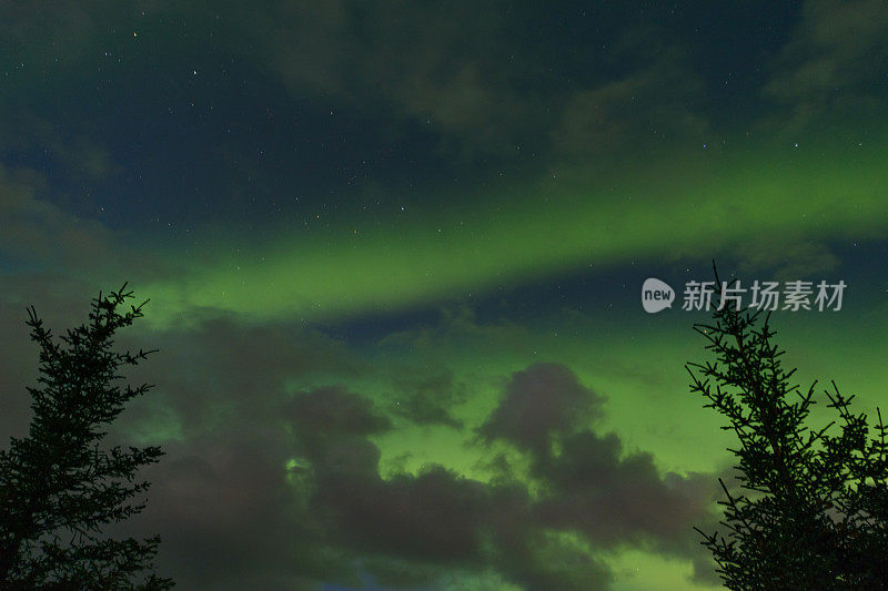 北极光挪威北部夜空中的北极光