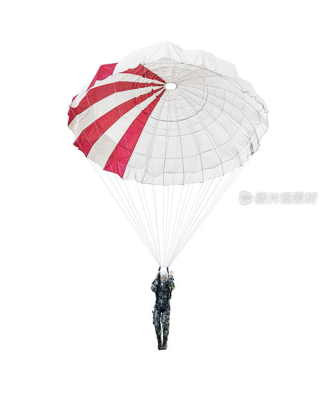 一个被隔离在白色上的伞兵的模型