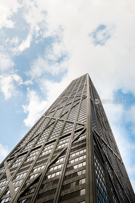 芝加哥伊利诺斯州汉考克建筑地标建筑低角度视图