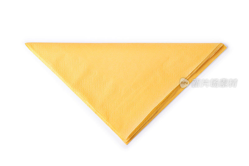 黄色折叠的餐巾纸与剪切路径隔离