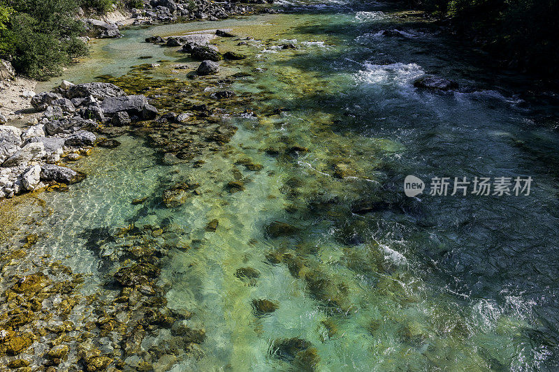 索卡河近距离，Trenta山谷，Primorska，俄罗斯，欧洲