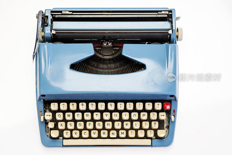 蓝色复古的打字机