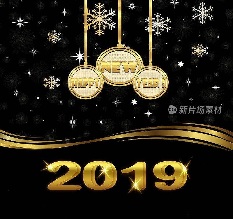 金色和黑色的2019年新年背景