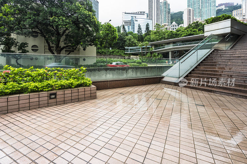 香港商业区的空旷广场