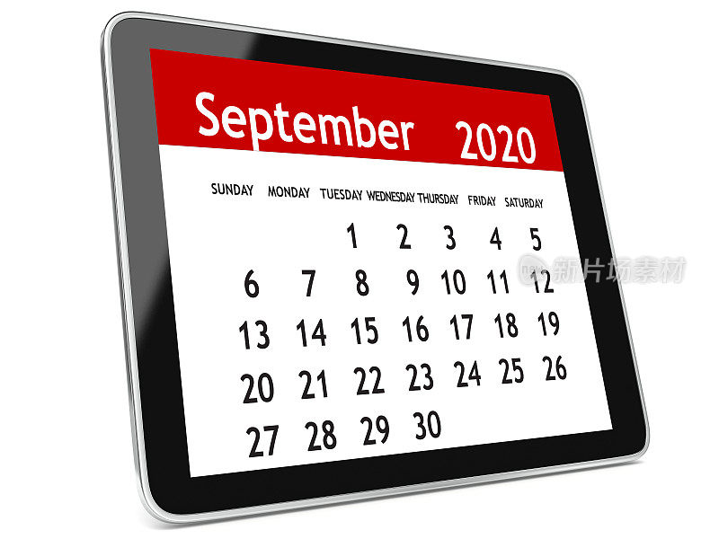 2020年9月日历板