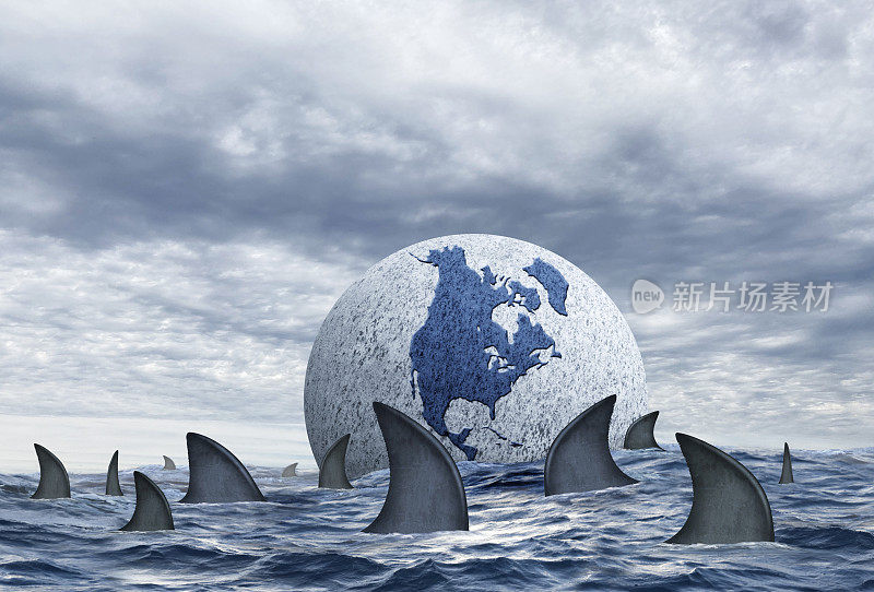 被鲨鱼包围的地球