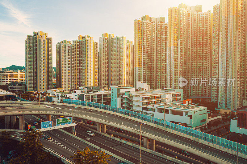 鸟瞰图拥挤的大厦在香港九龙城