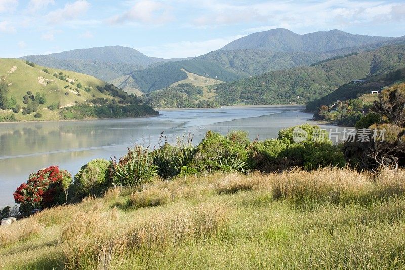 Wakapuaka河口海景，电缆湾，纳尔逊，新西兰