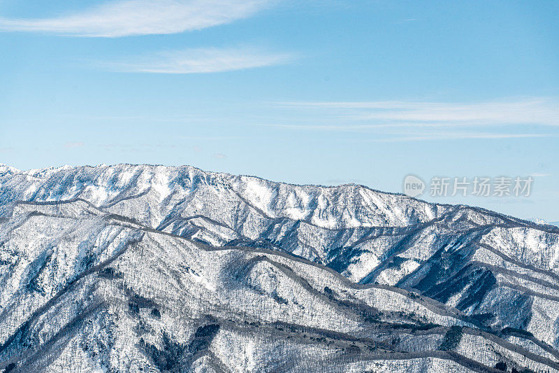 皑皑白雪的日本山，日本白波