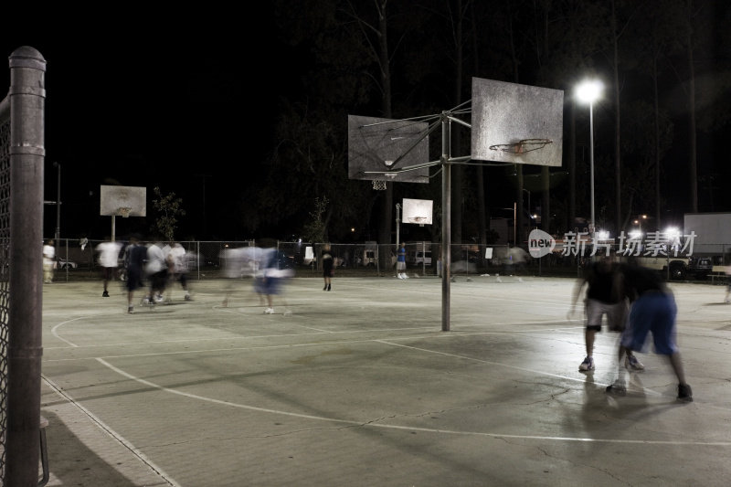 深夜篮球在洛杉矶，加利福尼亚