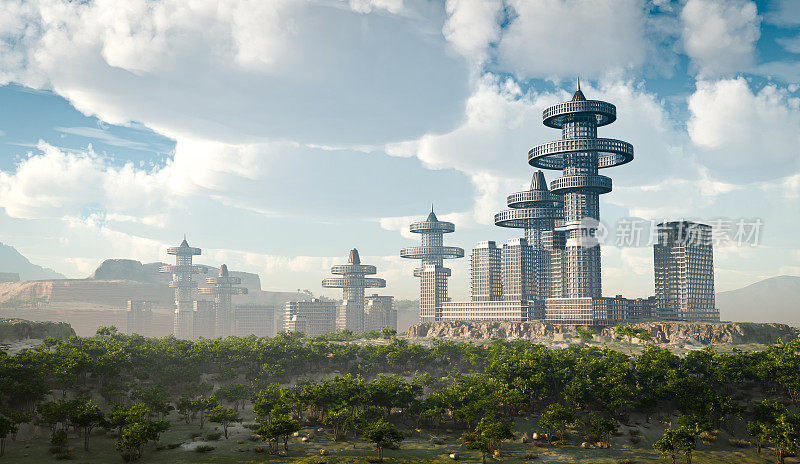 未来之城鸟瞰图