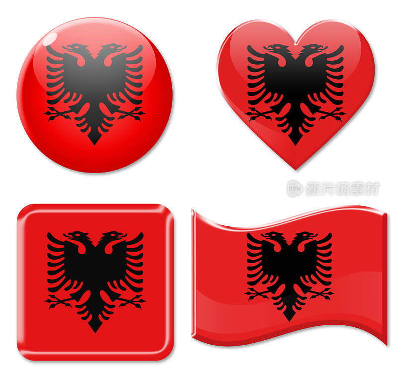 阿尔巴尼亚旗帜和图标设置